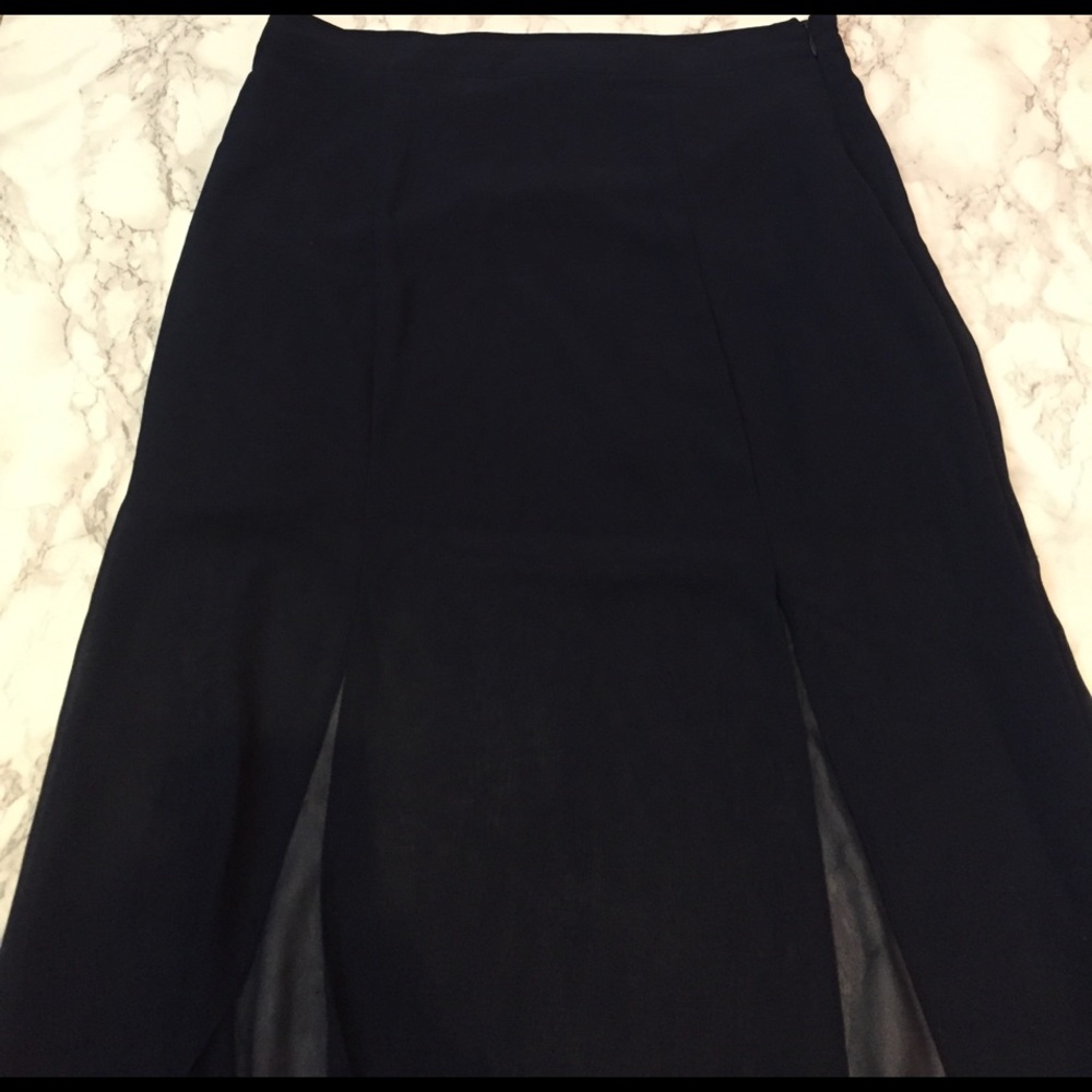 Forever 21 Navy Maxi Skirt! Sheer and slits!