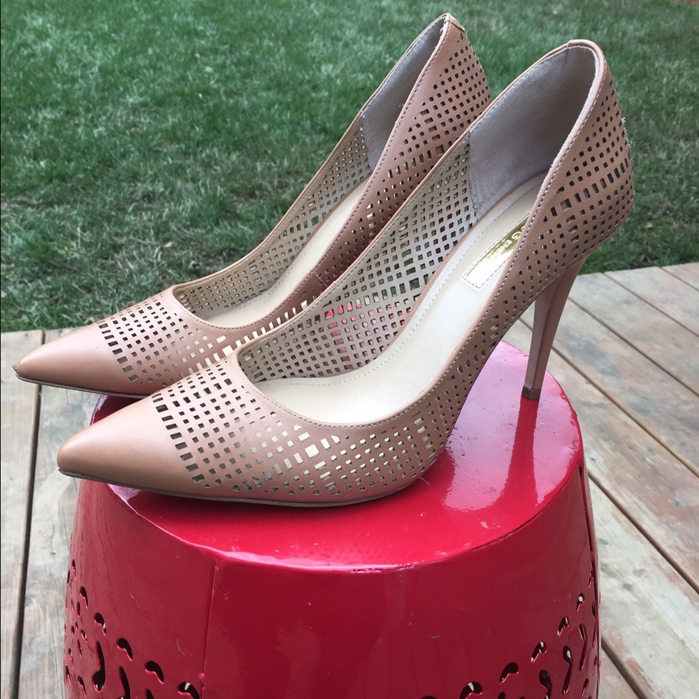 BCBG Nude Laser Cut Leather Shoes 