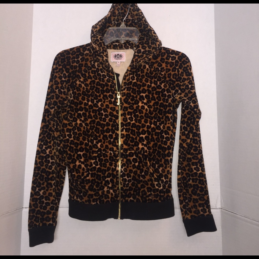 JC Kids Leopard Velour Hooded Track Jacket