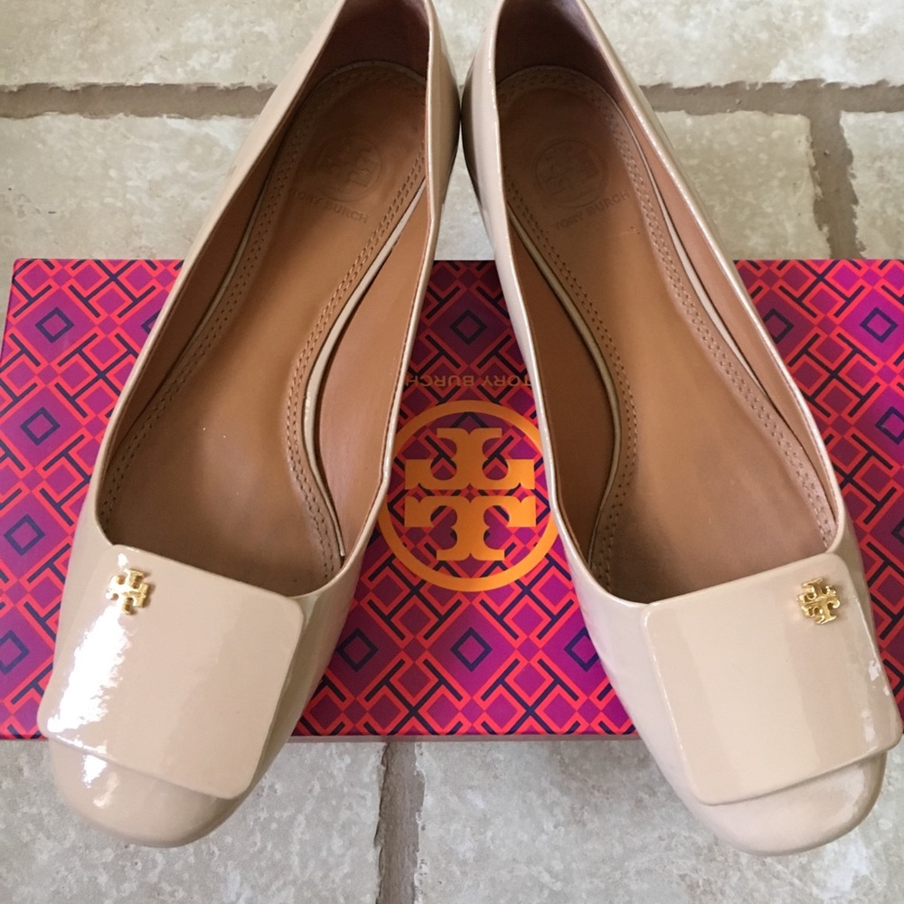 Tory Burch Yardley Ballet Flat 7.5 - patent, nude