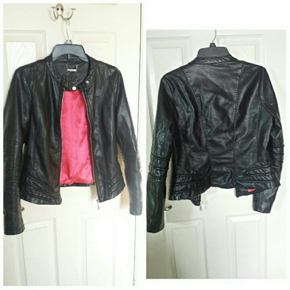 Jou Jou Jackets Coats Black Faux Leather Jacket Poshmark