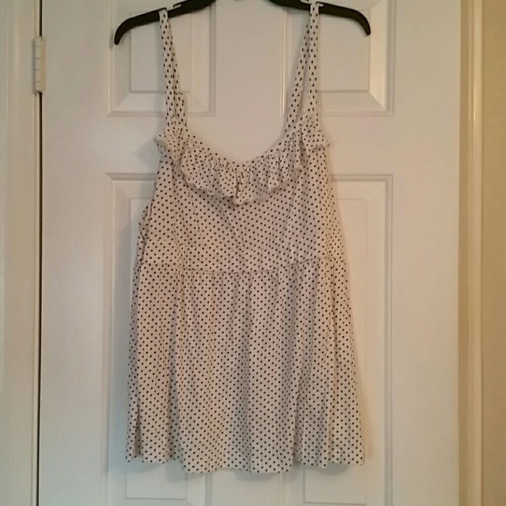 Blue and white polkadot torrid tank top