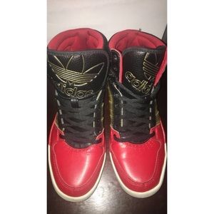 Red, Black, & Gold Hightop Adidas