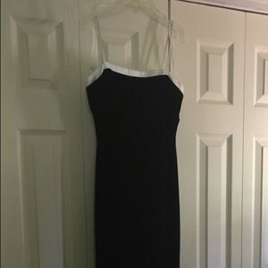 Long black velvet spaghetti strap dress