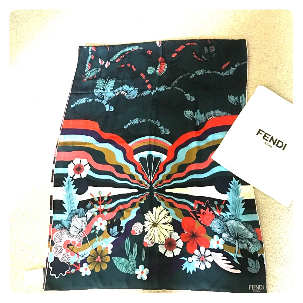 Fendi 100%silk transparent scarf