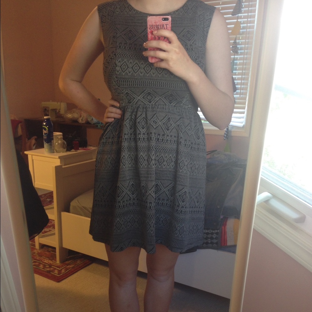 Grey and black tribal designed dress