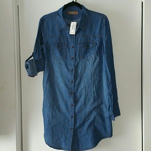 Denim long-sleeved dress