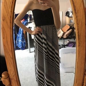 Black and white striped maxi dress