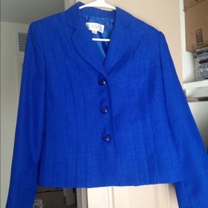 Le Suit Electric Blue Blazer and Skirt