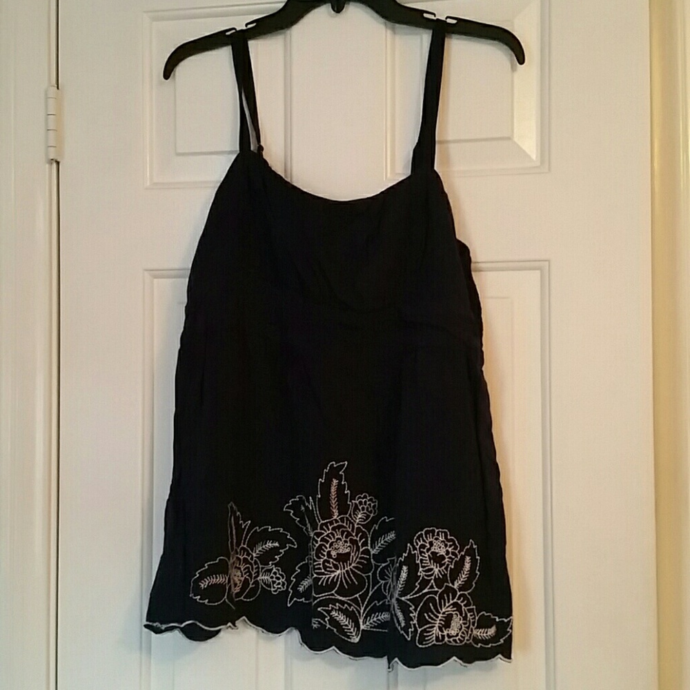 Torrid dark blue with white embroidery tank top