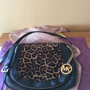 Michael Kors cheetah leather satchel bag