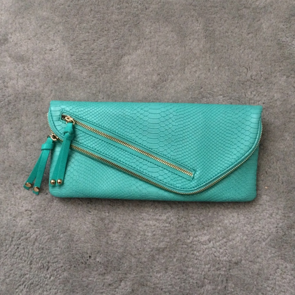 Francesca's Turquoise Snake skin Purse/Clutch
