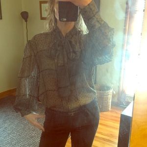 Vintage 100% silk blouse brown black snakeskin