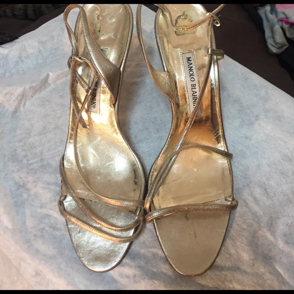 Manolo Blahnik strapped gold sandals - Picture 1 of 4