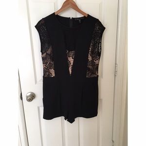 BCBG MAXAZRIA Black Lace Bodycon Romper