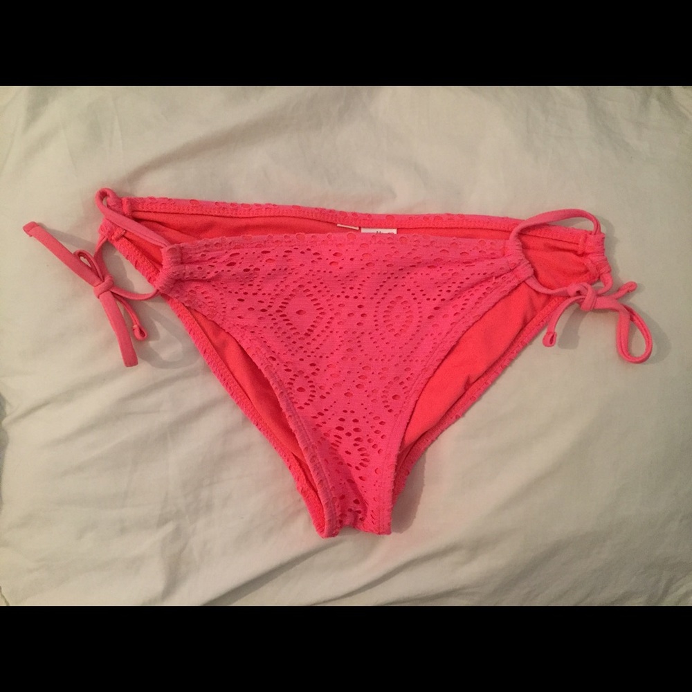Pink crochet swim bottoms