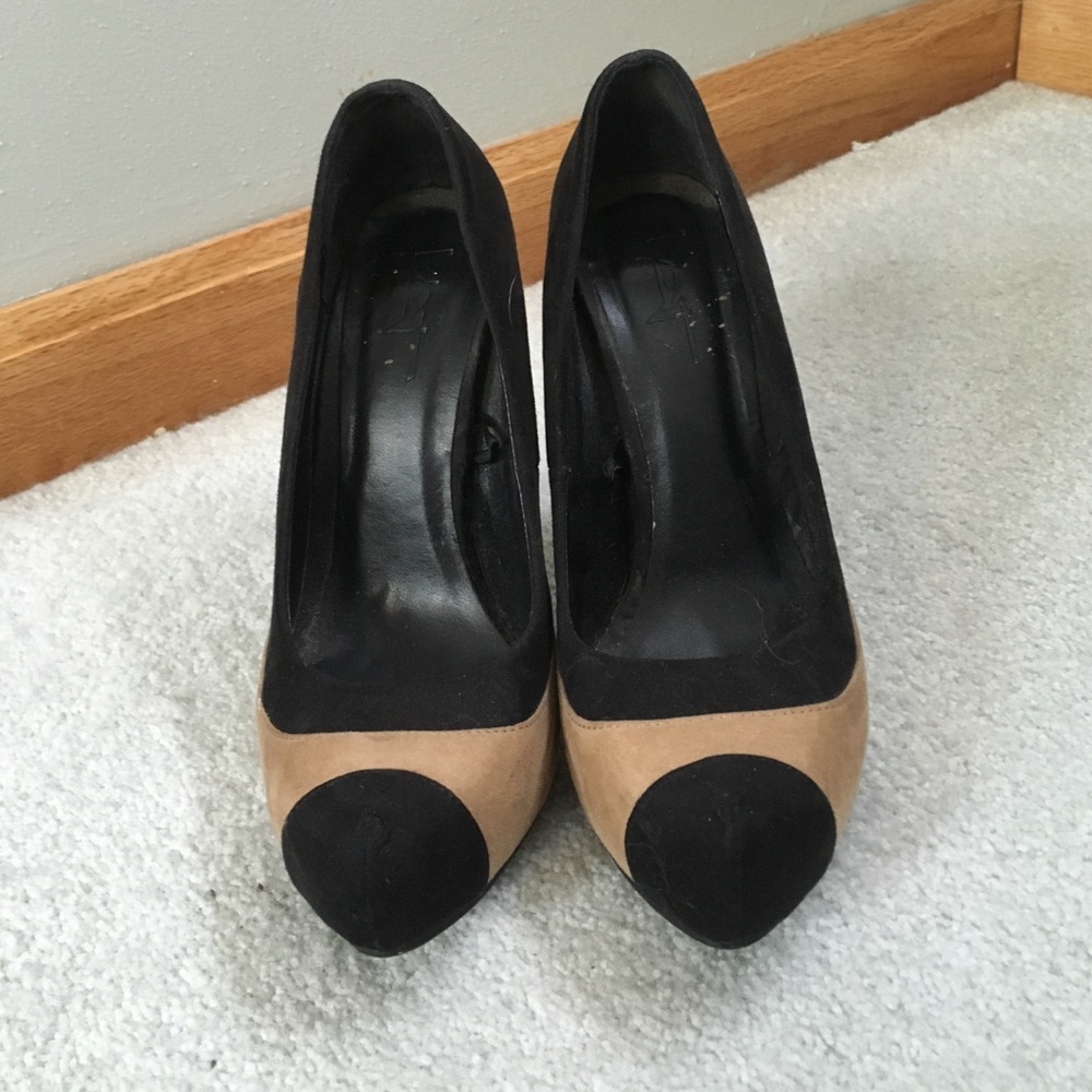 Brown and tan heels