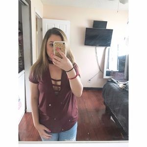 Maroon top with lace