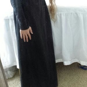 Black pinstripe, sideslit maxi skirt