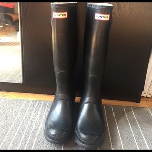Matte Black Hunter Rain Boots- size 7