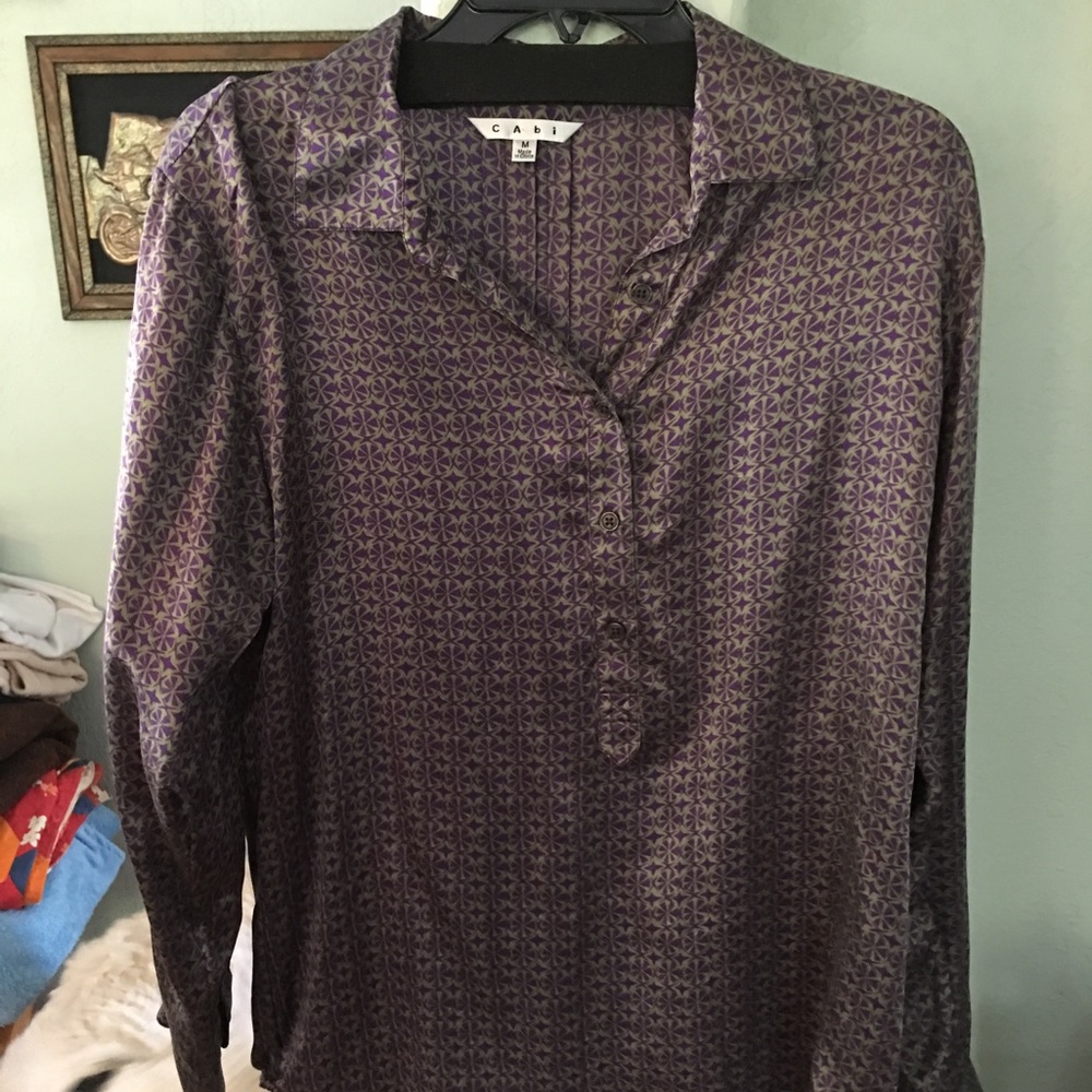 Cabi silk long sleeve top M