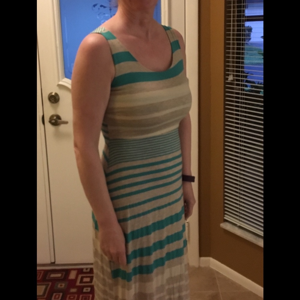 Reduced below MSRP! Turquoise Jersey Maxi Dress - Picture 3 of 5