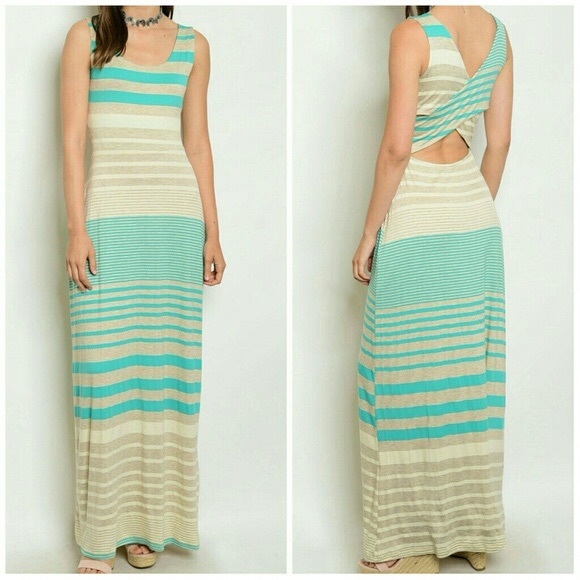 Reduced below MSRP! Turquoise Jersey Maxi Dress - Picture 2 of 5