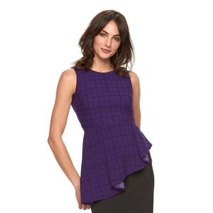 Unique Elle Purple Asymmetrical Peplum Blouse