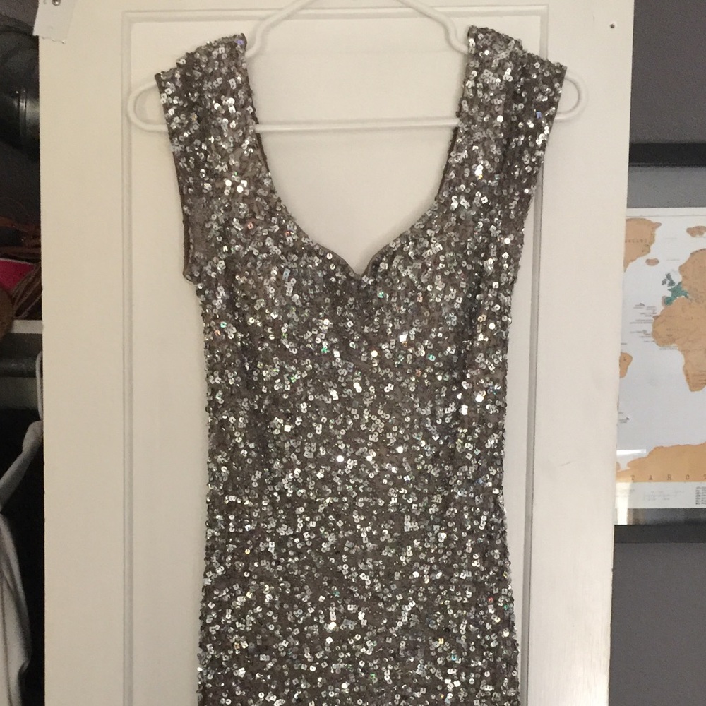 Rhinestone and sequin dress.