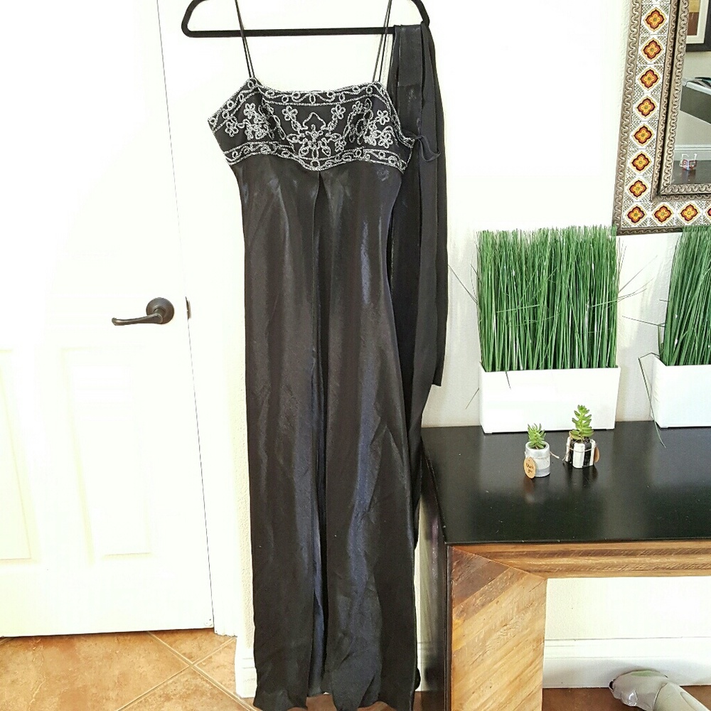 black silver shimmering dress gown