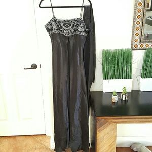 black silver shimmering dress gown