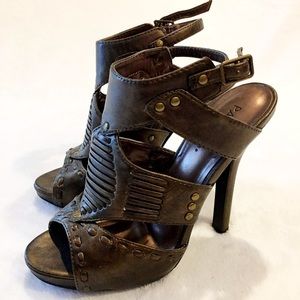 Bronze Peep-toe Gladiator Heels - 7.5