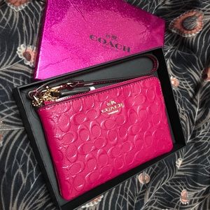 Pink Patent Leather Coach Wristlet