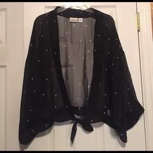 Chico's sheer black & white polka dot blouse