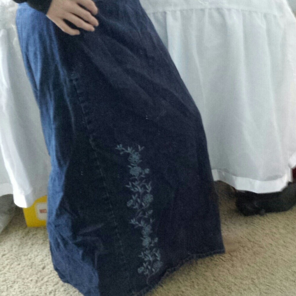 Blue jean maxi skirt