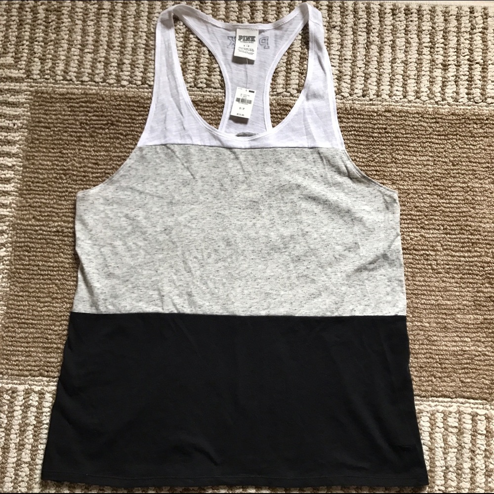 VS Pink Colorblock Racerback Tank
