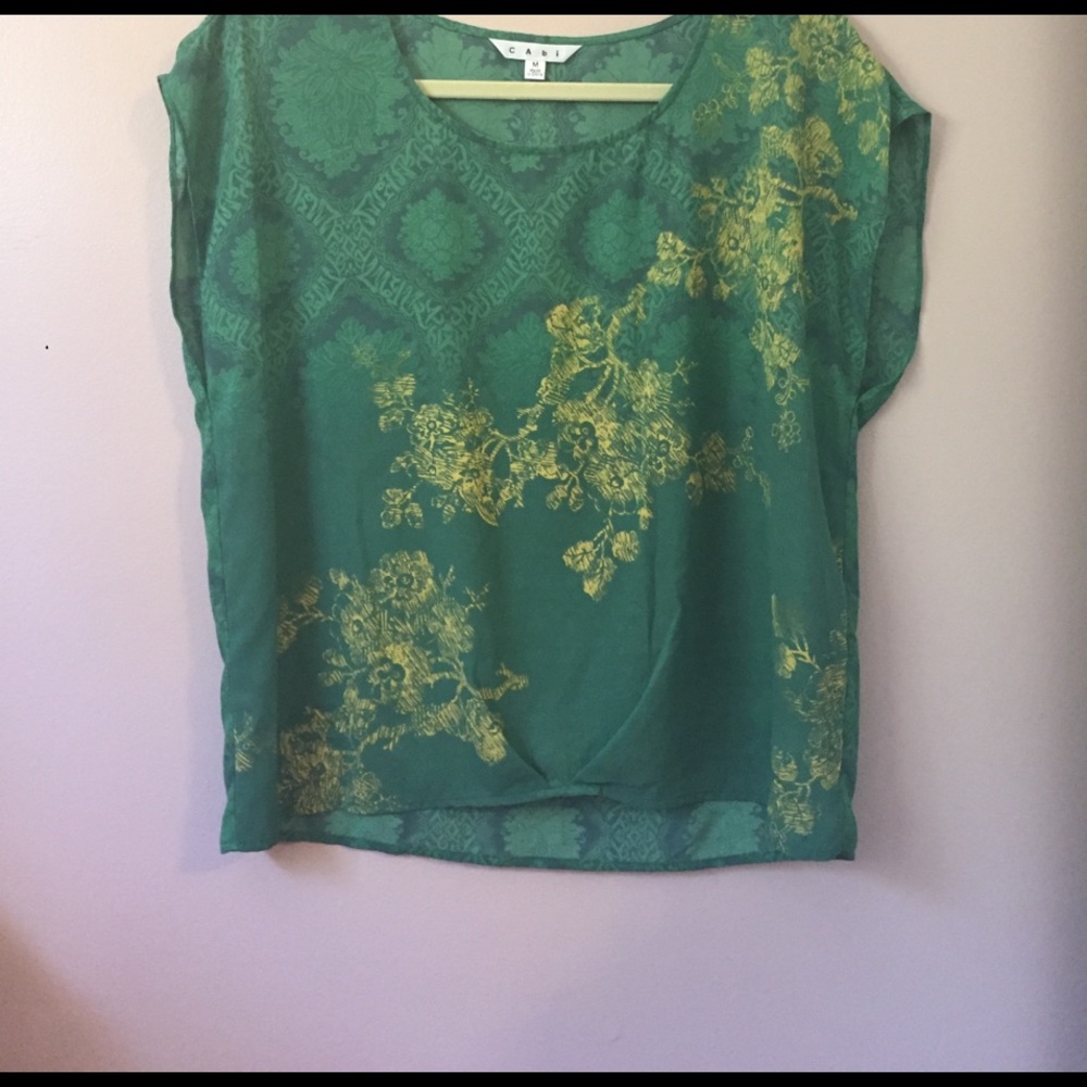 Beautiful green and gold CABI blouse