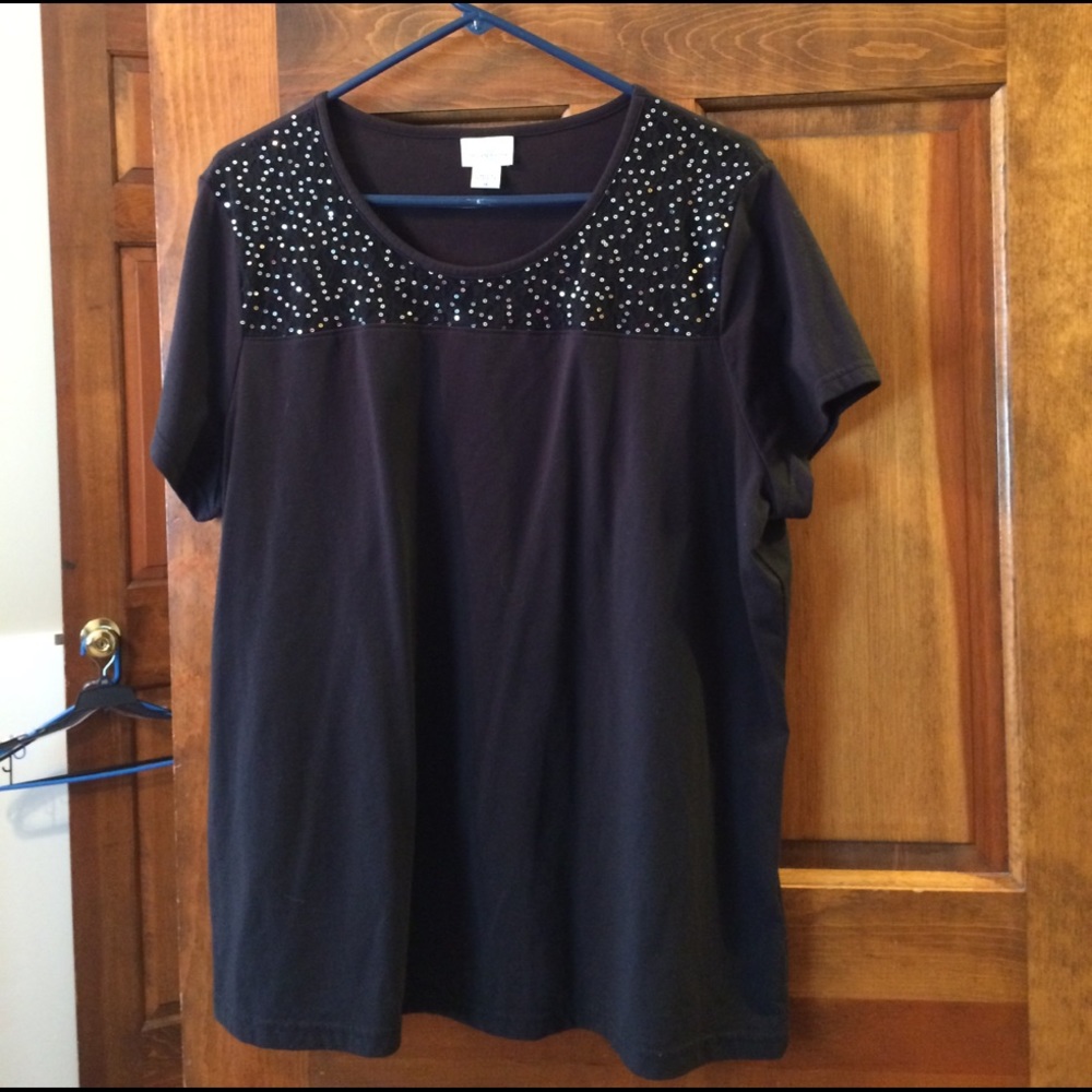 Black short sleeve tee with sequins size 1X