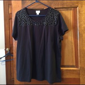 Black short sleeve tee with sequins size 1X