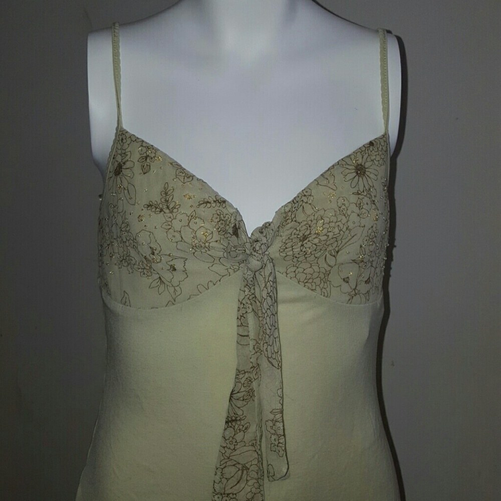 Beaded light green and gold Express tank top.