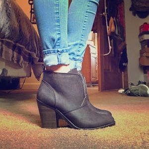 Dark Brown block heel booties