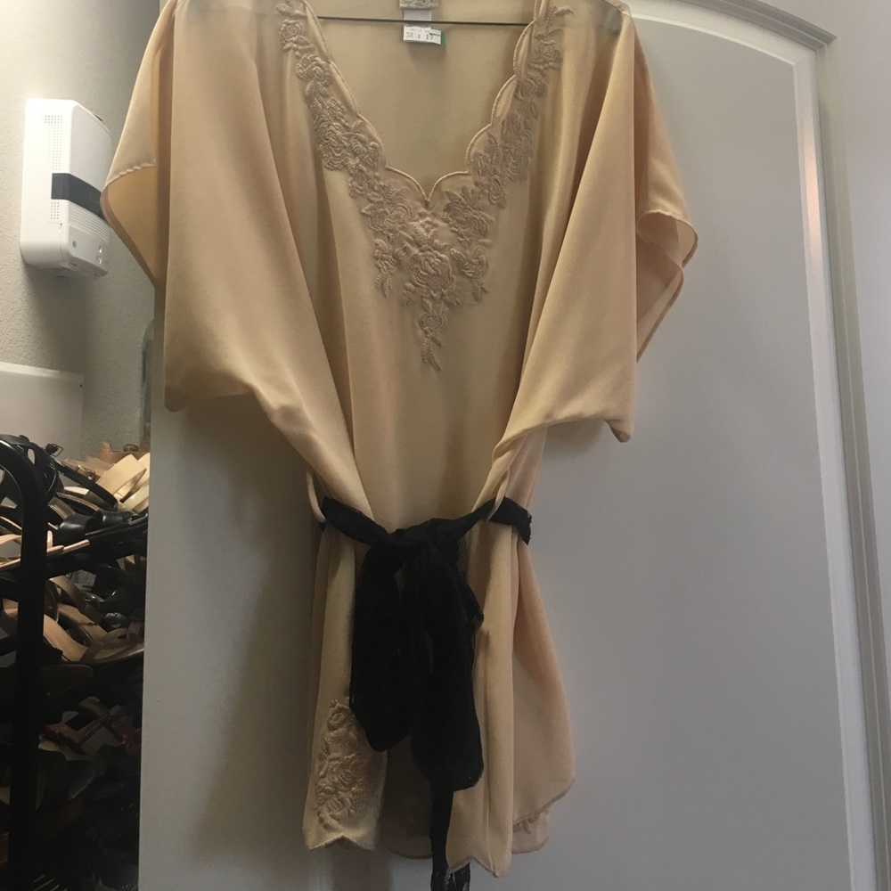 dressy tan blouse, light material