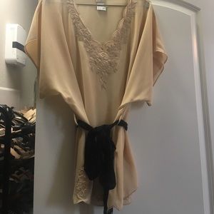 dressy tan blouse, light material