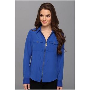 Michael Kors Dog Tag Zip Top - Cobalt Blue