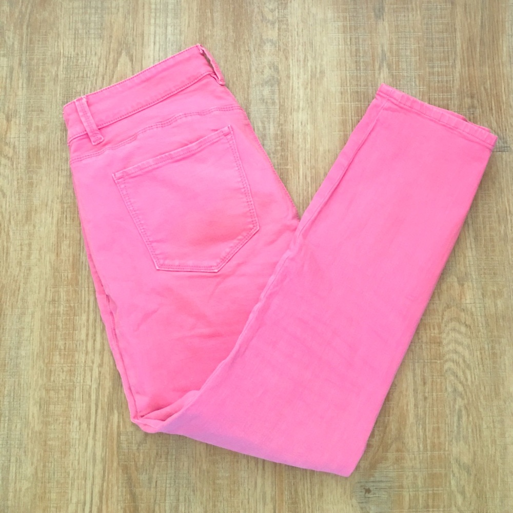 Pink denim jeans