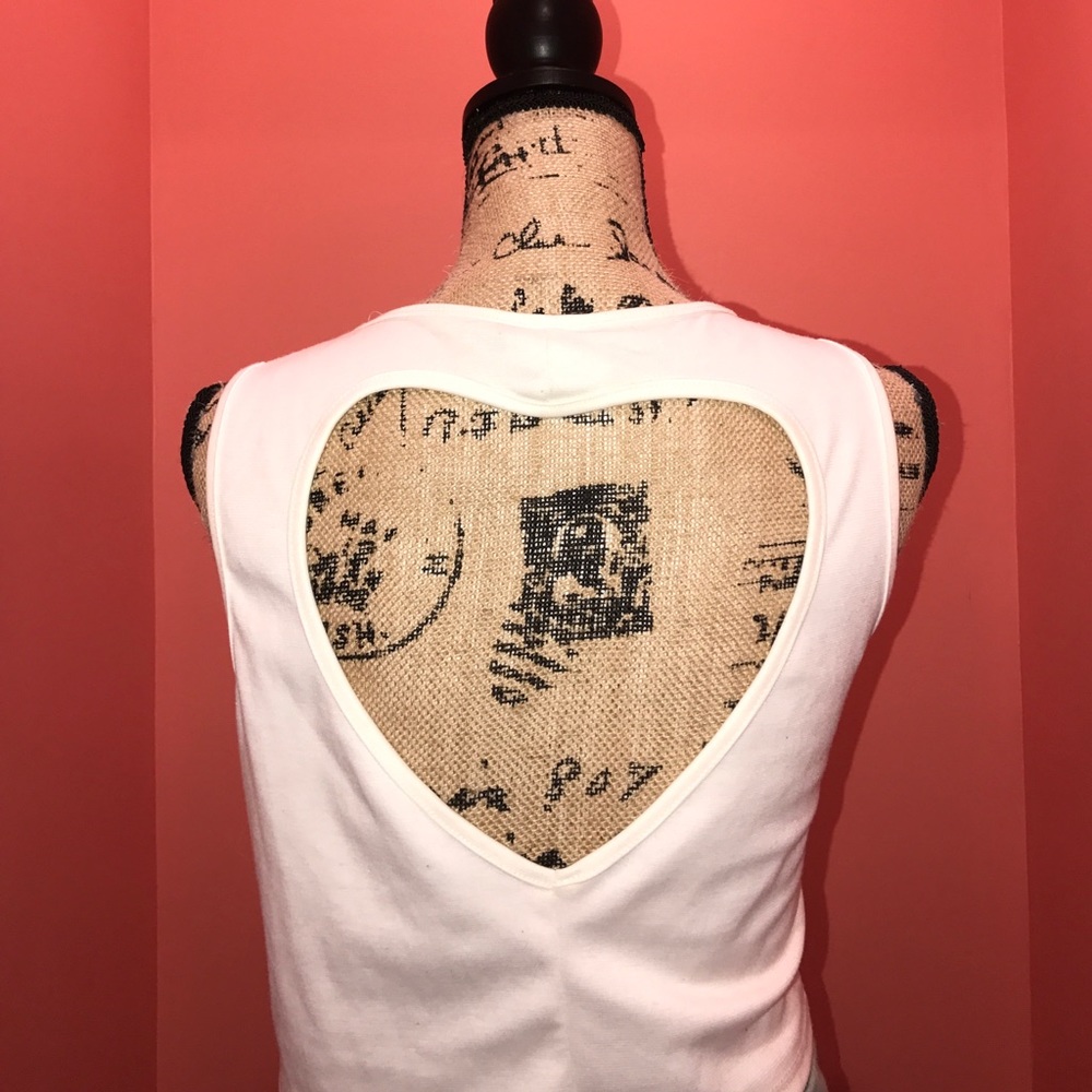 Size large heart open back crop top