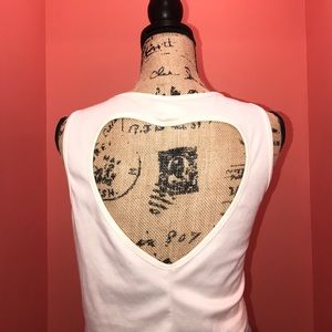 Size large heart open back crop top