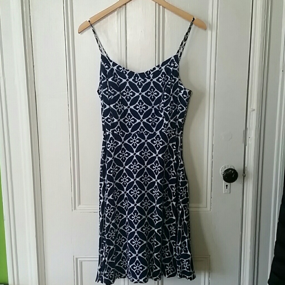 Old Navy Batik Indigo Dress Floral