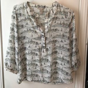 Super cute Banana blouse with NY sailboat pattern
