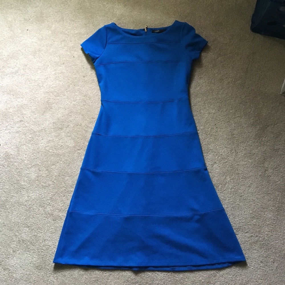 Blue knee length cocktail dress